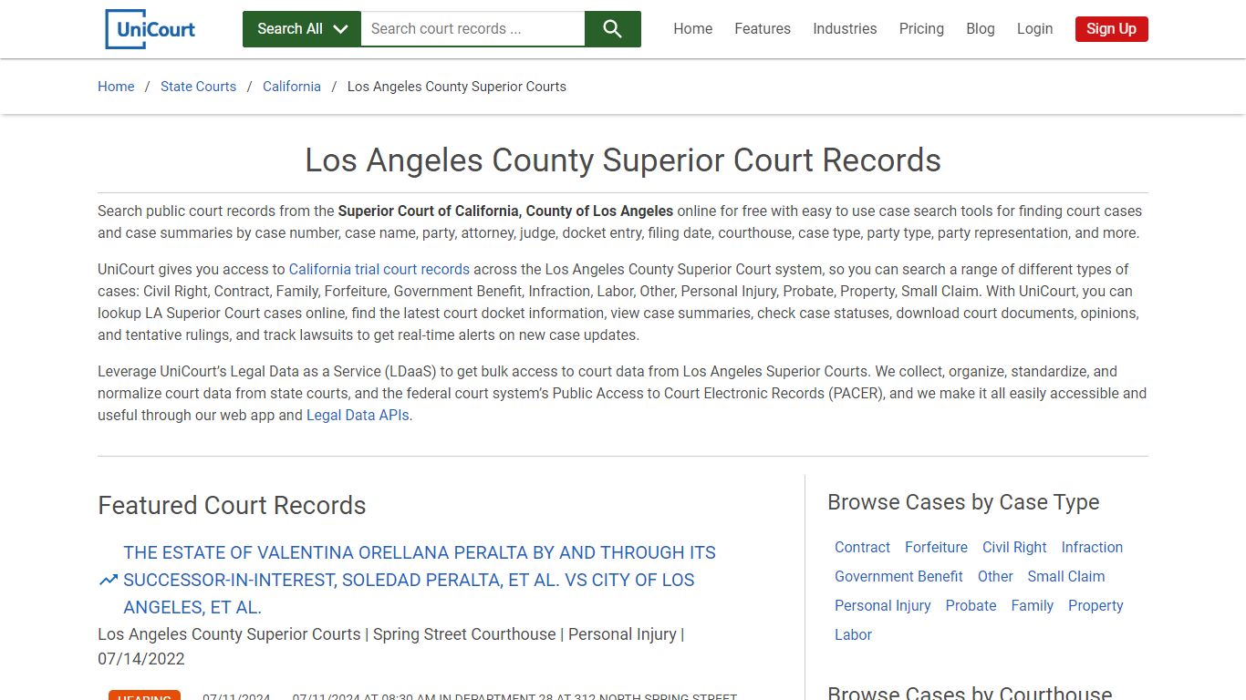 Los Angeles County Superior Court Records | California | UniCourt